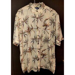 Premier International Mens Lg Hawaiian Shirt Floral  Short Sleeve Button Silky